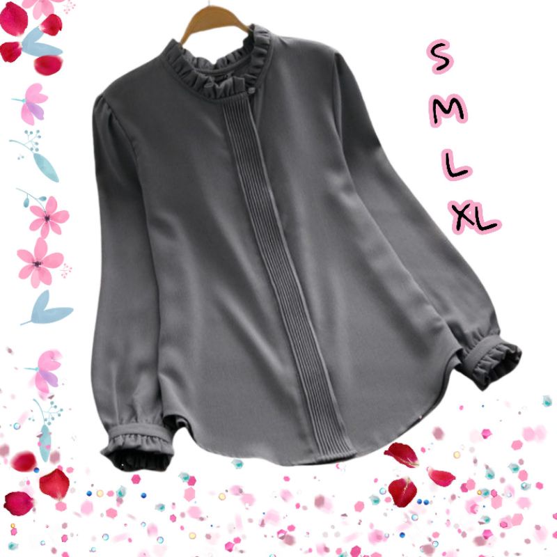 Atasan Kemeja Wanita Lengan Panjang Blouse Cantik Kekinian Premium Baju Atasan Terbaru 2022 Modern W
