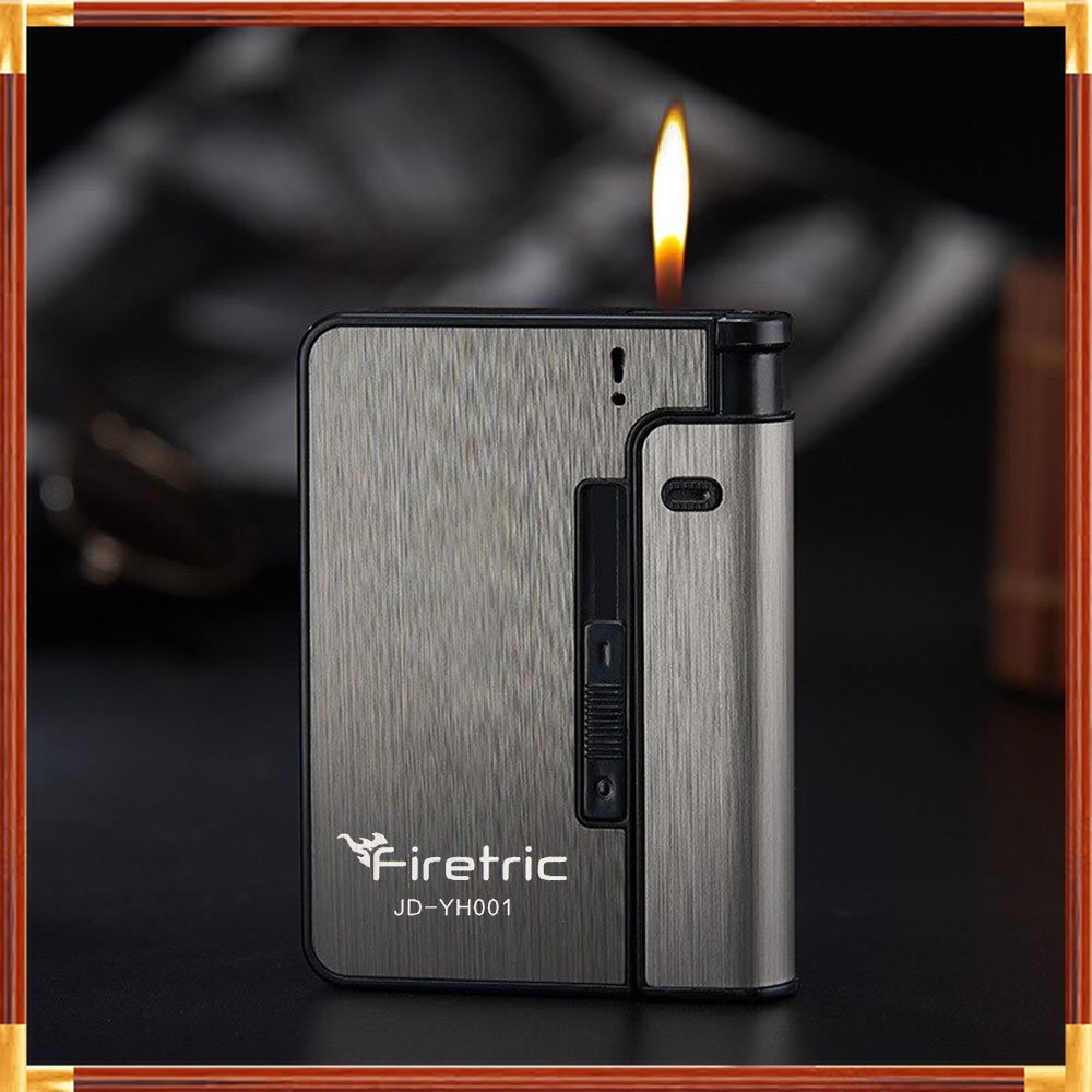 MURAH Firetric Kotak Rokok Fashion Bungkus Case with Lighter Korek Api Slot - JD-YH001 - Gray MURAH