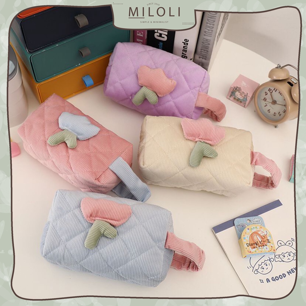 

[MILOLI] Tempat Pensil CORDUROY FLOWER Kapasitas Besar Multifungsi Aesthetic - F0199