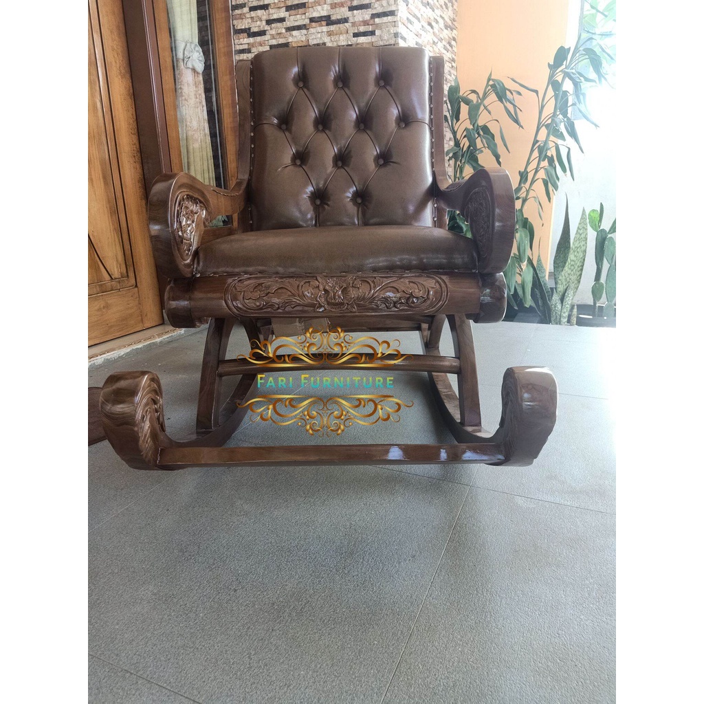 kursi goyang antik ukir jati tua furniture jepara