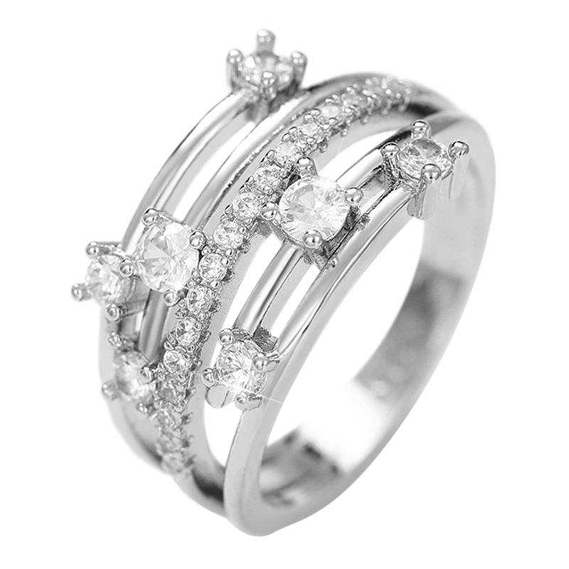 Cincin Jari Silang Multi-Layer Dengan Zirkonia Kubik Berkilau Cincin Kawin Baru Untuk Wanita Perhiasan Perempuan Fashion Modern