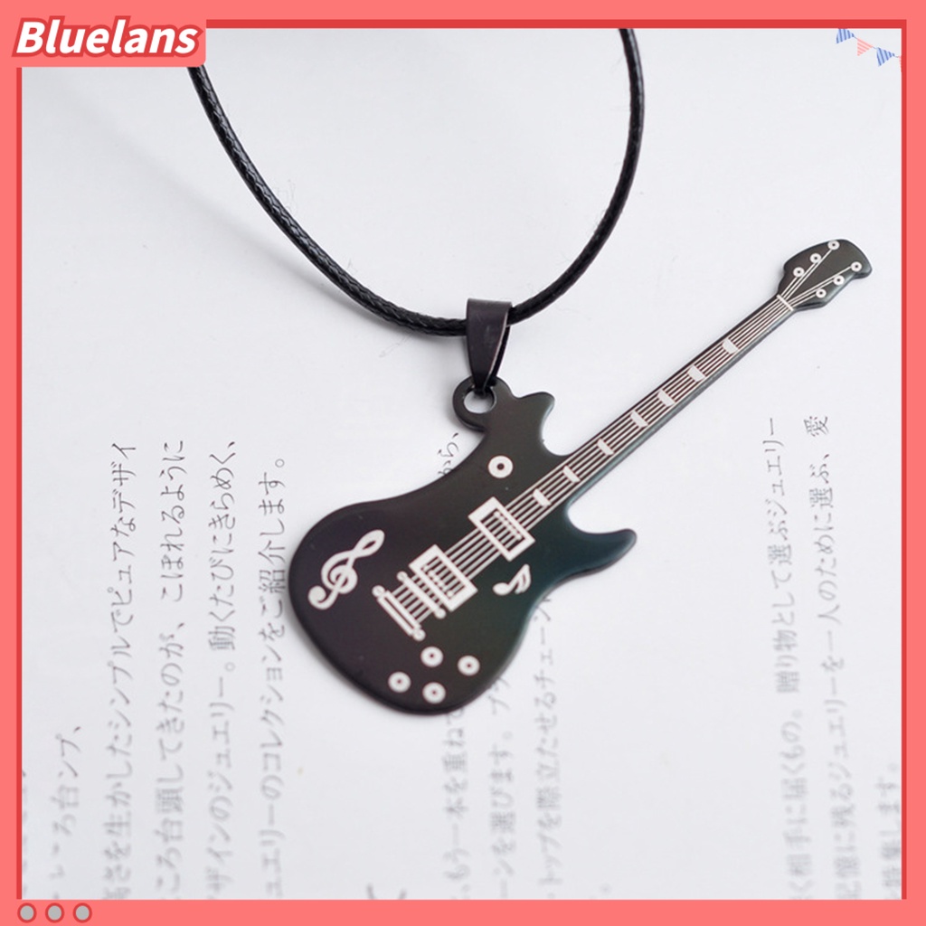 [BLS] Kalung Bahan Stainless Steel Motif Not Musik Bentuk Gitar Bergaya Keren Untuk Pria Hadiah Festival