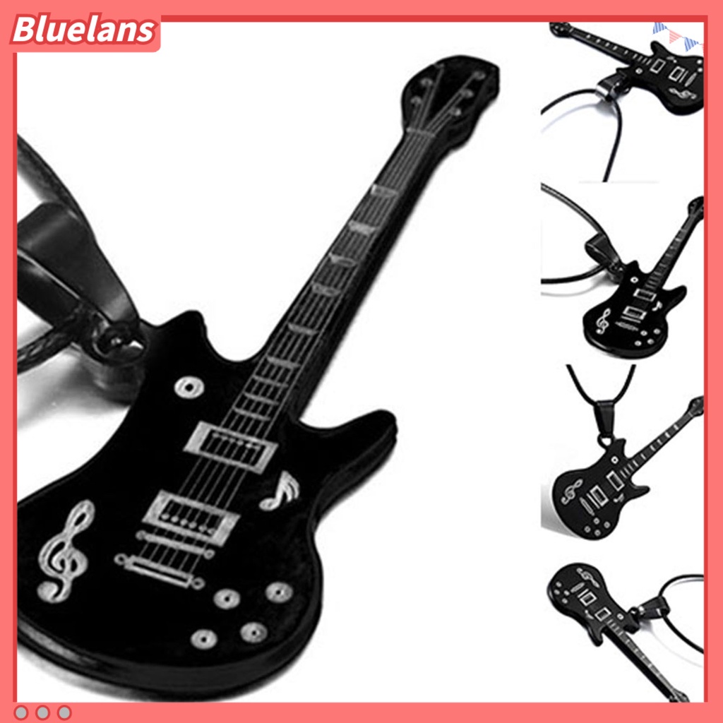 [BLS] Kalung Bahan Stainless Steel Motif Not Musik Bentuk Gitar Bergaya Keren Untuk Pria Hadiah Festival