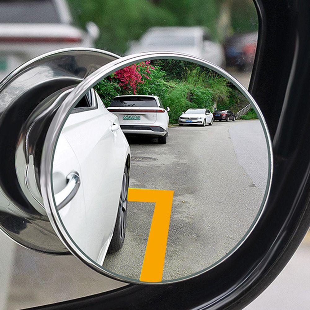 Populer 2Pcs Blind Spot Mirror Borderless Bingkai Bulat Spion Cembung Kaca Cermin Sudut Lebar