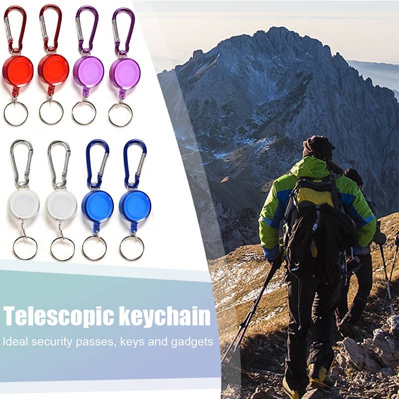 Gantungan Kunci Gulungan Lencana Plastik Yang Dapat Ditarik Multifungsi Mini Multicolor Teleskopik Anti- Maling Baja Cord Pass ID Card Keyring Keyring Carabiner Steel Wire Cord Gadget Luar Ruangan