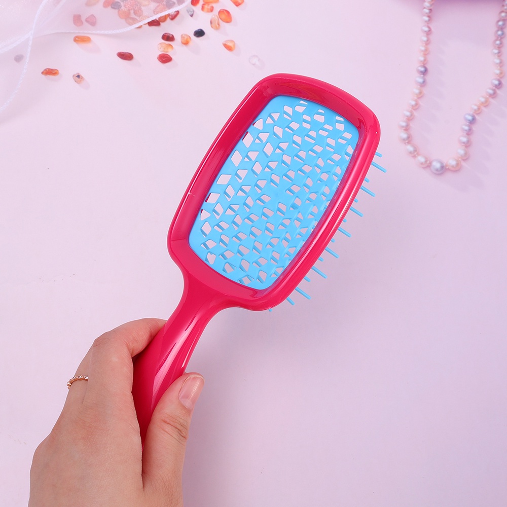 [Unggulan] 1pc Mesh Sisir Berlubang Plastik Gigi Lebar Sisir Cepat Kering Sikat Rambut Mengembangkan Udara Bantal Sisir Pijat Kulit Kepala Sisir Wanita Perempuan Alat Styling Hairdressing Salon Supply