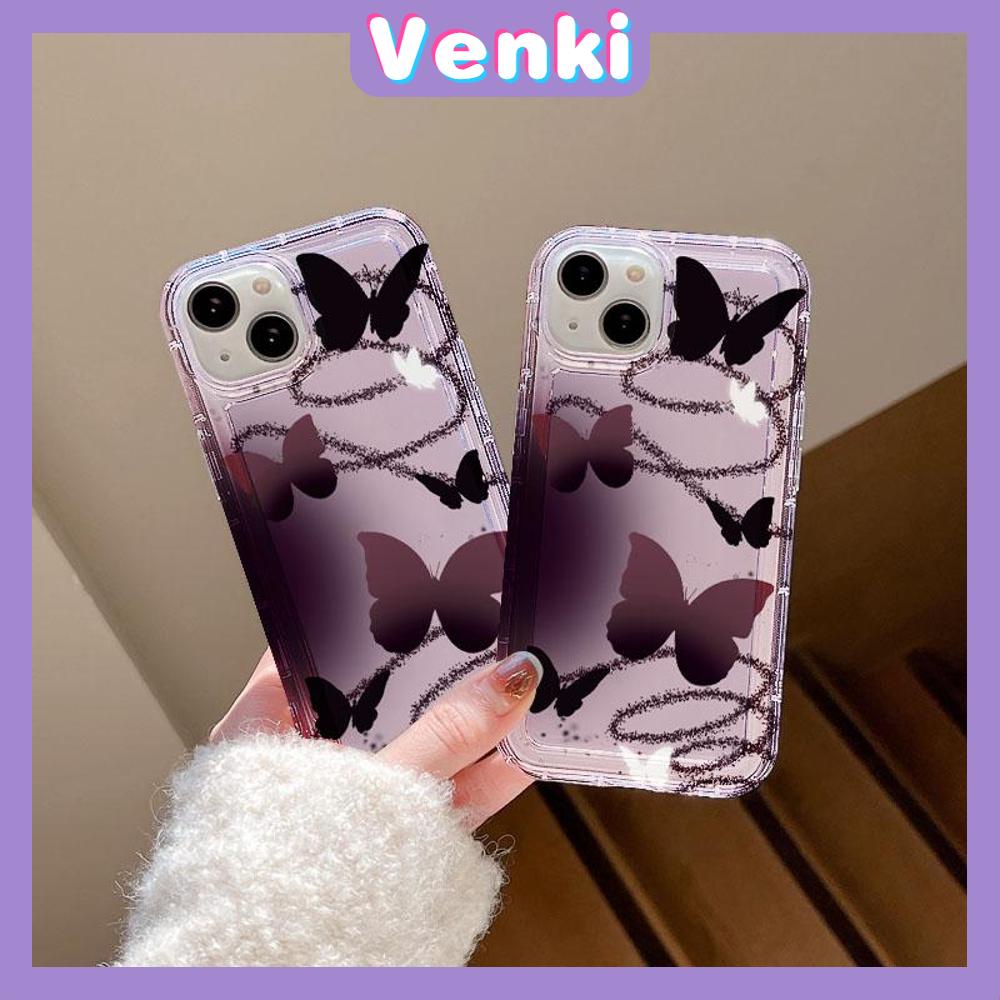 VENKI - For iPhone 11 Case Clear Phone Case TPU Soft Case Airbag Shockproof Protection Camera Cool Gradient Butterfly Compatible with iPhone 14 13 Pro Max iPhone 12 Pro Max XR XS 7