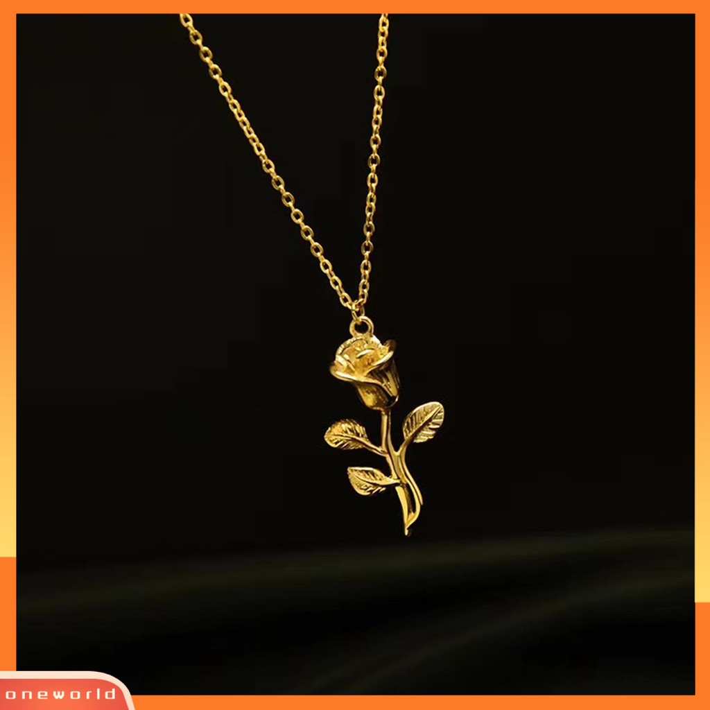 [ONE] Wanita Kalung Elegan Dainty Golden Slim Rantai Adjustable Hadiah Hypoallergenic Single Rose Flower Pendant Necklace Fashion Jewelry