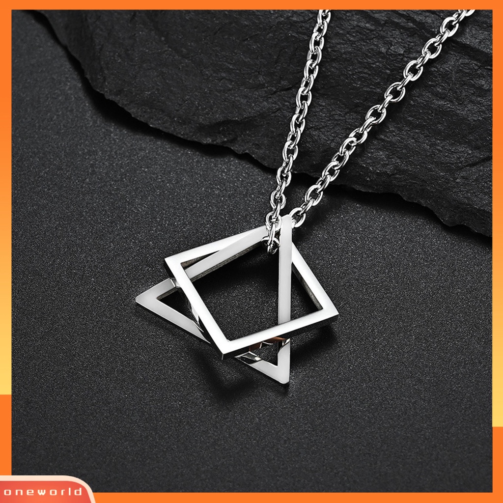 [ONE] Kalung Pria Warna Kontras Bentuk Segitiga Gaya Hip-hop Retro Men Pendant Untuk Pakaian Sehari-Hari