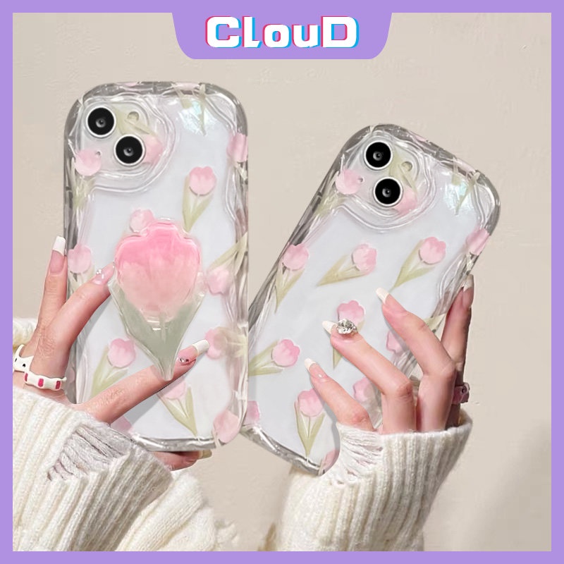 Casing Tepi Melengkung Bergelombang 3D Untuk Redmi 9A 10A A2 10 10C A1 9T 9 9C NFC Redmi Note 10s 8 11 9 12 11s 10 Pro Max POCO M3 Fresh Flowers Floral Soft Case Dengan Braket Stand Phone Bunga