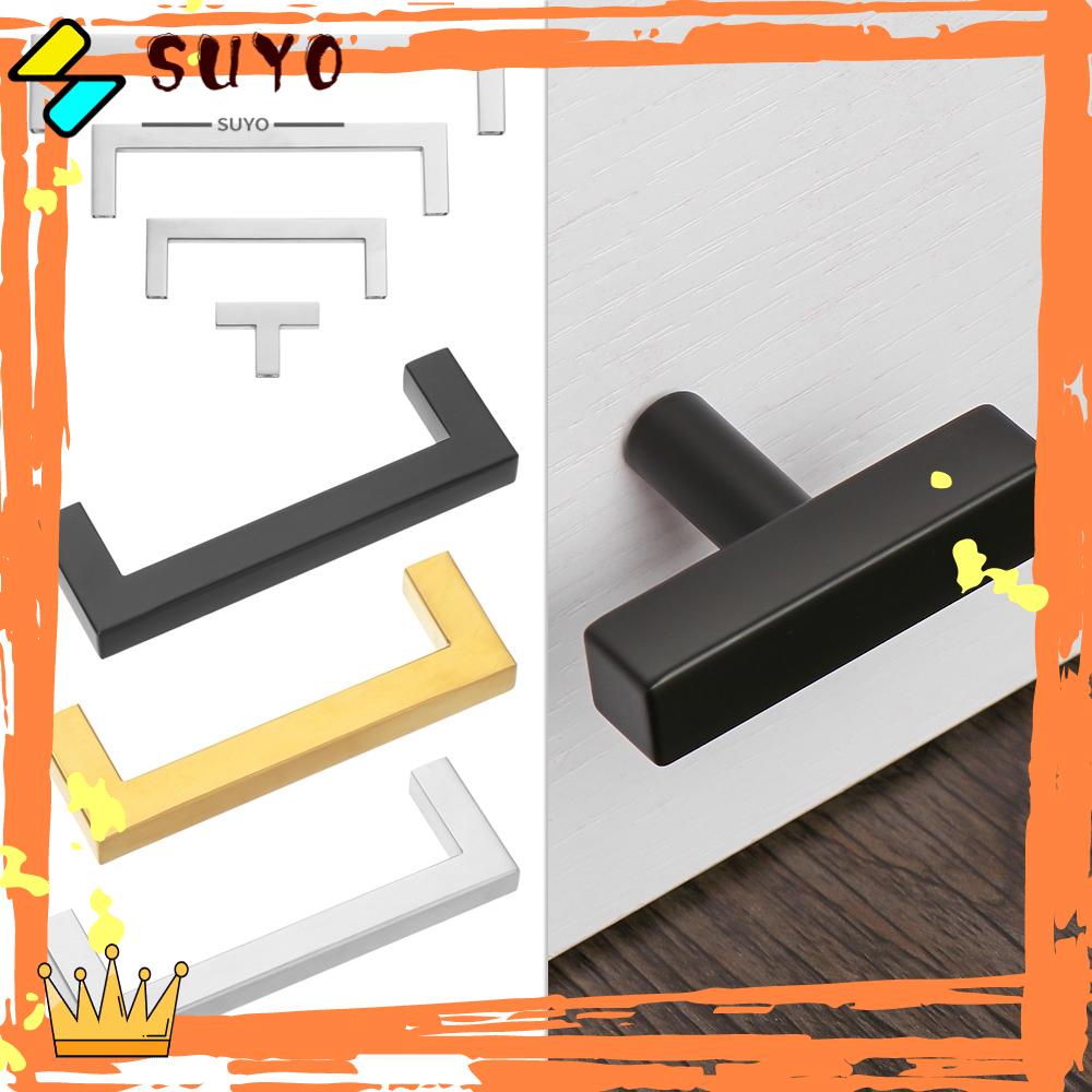 Handle Lemari SUYO Tombol Pintu Dapur Kotak Hitam/Gold/Silver Stainless Steel