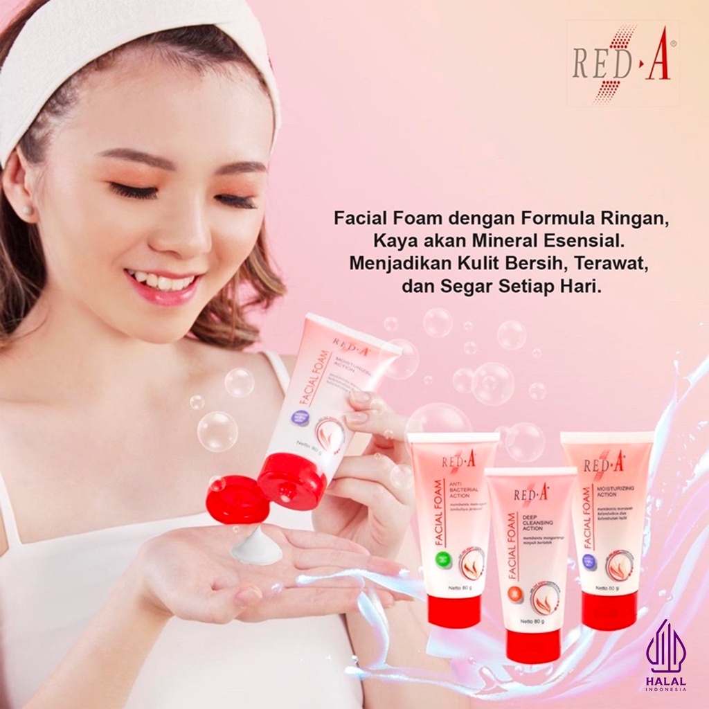 Red-A Facial Foam for Oily Skin with Oil Absorbent &amp; Red Algae Extract (tersedia 40 Gr &amp; 80 Gr)