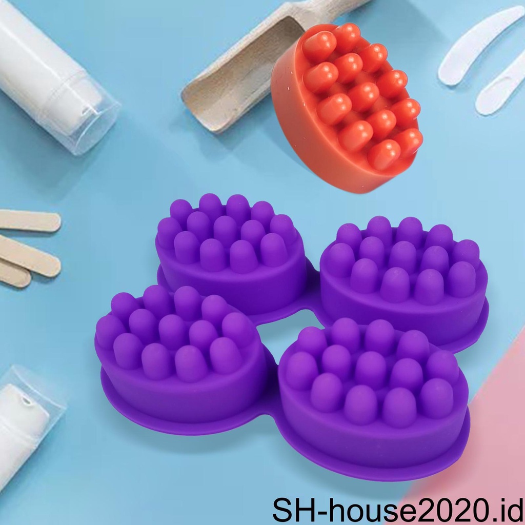 Ellipse Silicone Massage Soap Mold 4rongga 3D Making Sabun Antilengket