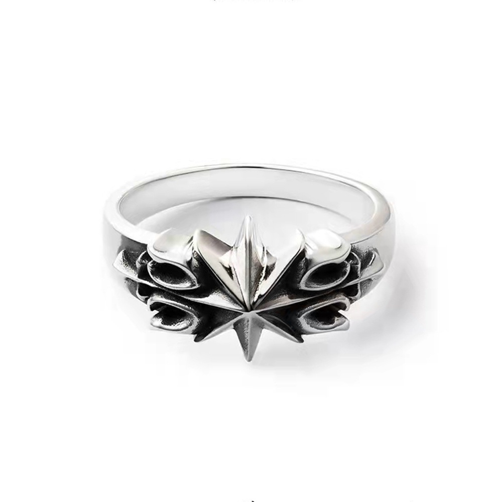 Hexagram Cincin Pria Trendi Hip-Hop Pria Seni Retro Ring