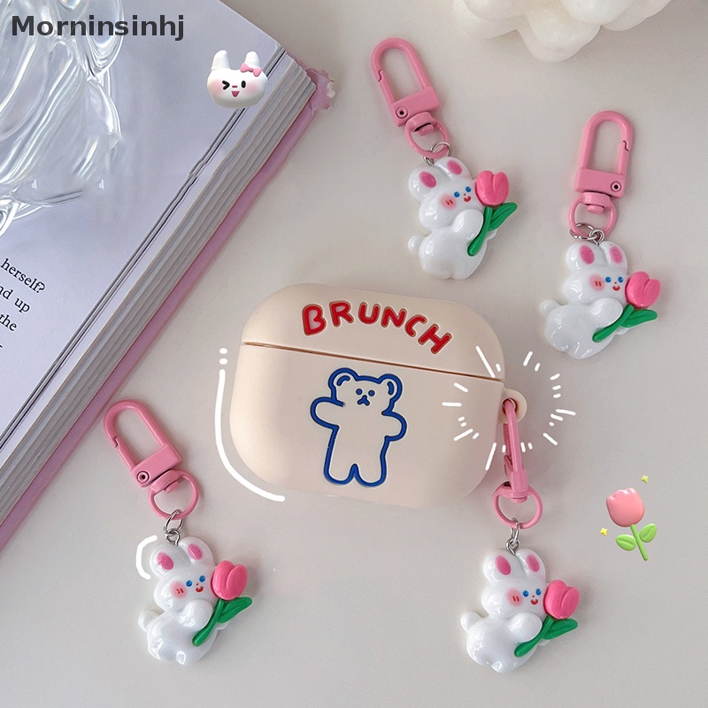 Mornin Lucu Mini Tulip Rabbit Gantungan Kunci Lovely Pink Bunny Doll Key Chain Untuk Wanita Gadis Anak Tas Earphone Kotak Hiasan Keyring Pendant id