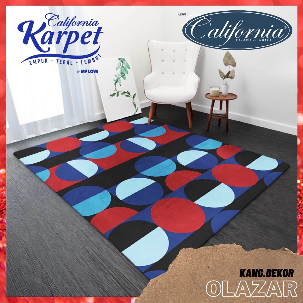 Karpet Selimut California Motif Olazar 150x190 Murah Premium Busa Besar Lembut Empuk anti Licin Polyester Tikar Malaysia Perlengkapan Rumah Minimalis