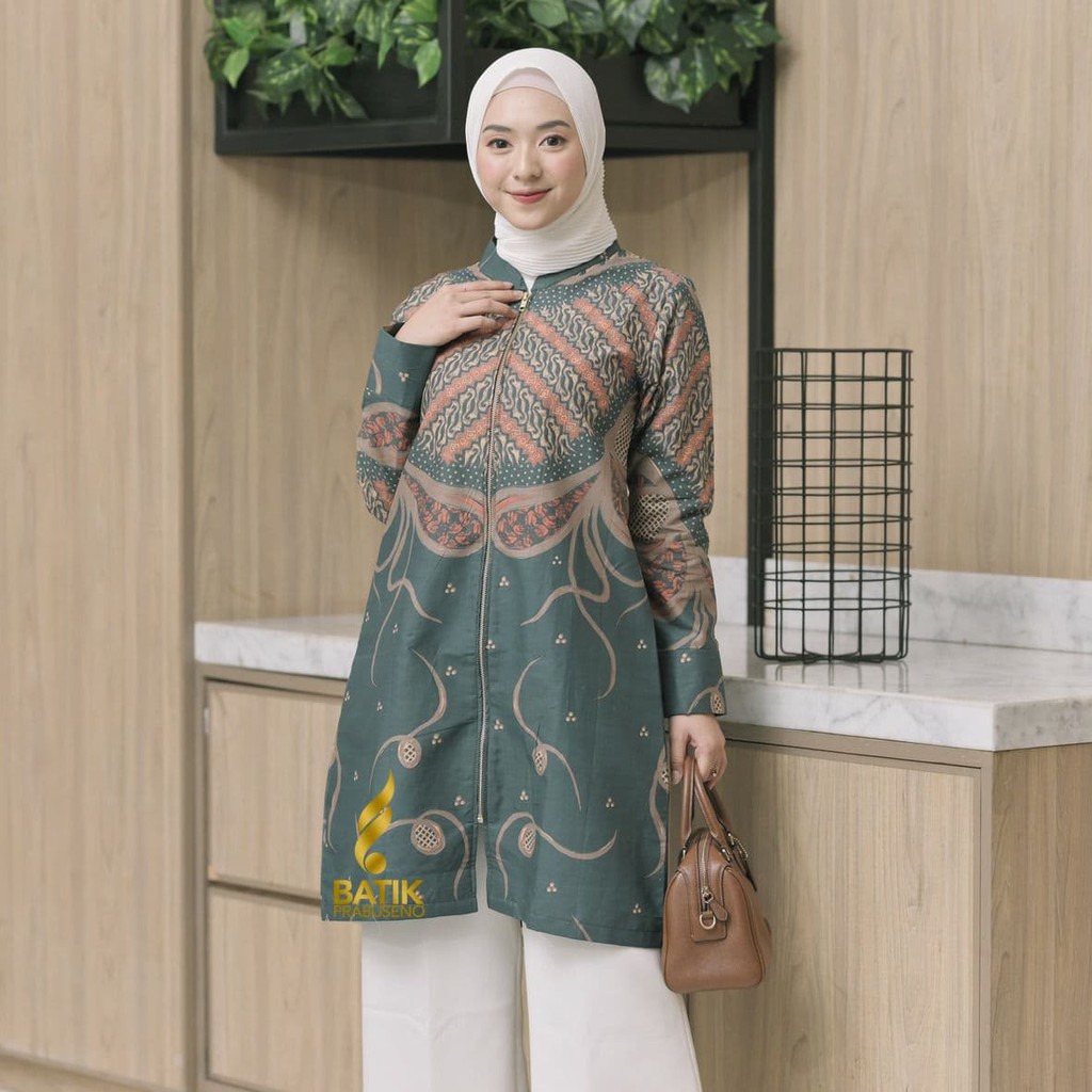 Tunik ULFA ARMY Atasan Baju Batik Prabuseno Wanita Lengan Panjang Original Modern Premium Jumbo Big 