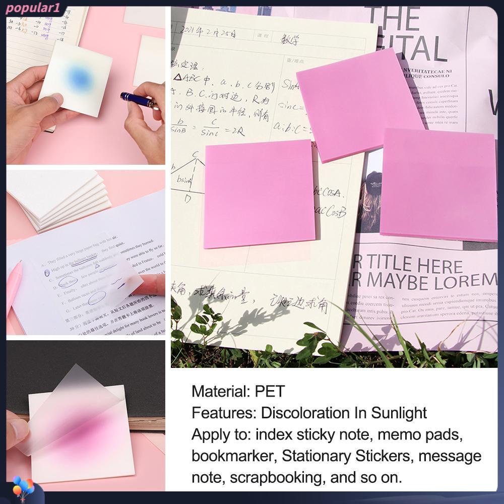 Populer Transparan Sticky Notes Self-Adhesive Pesan Notes Stiker Perlengkapan Sekolah Memo Pads