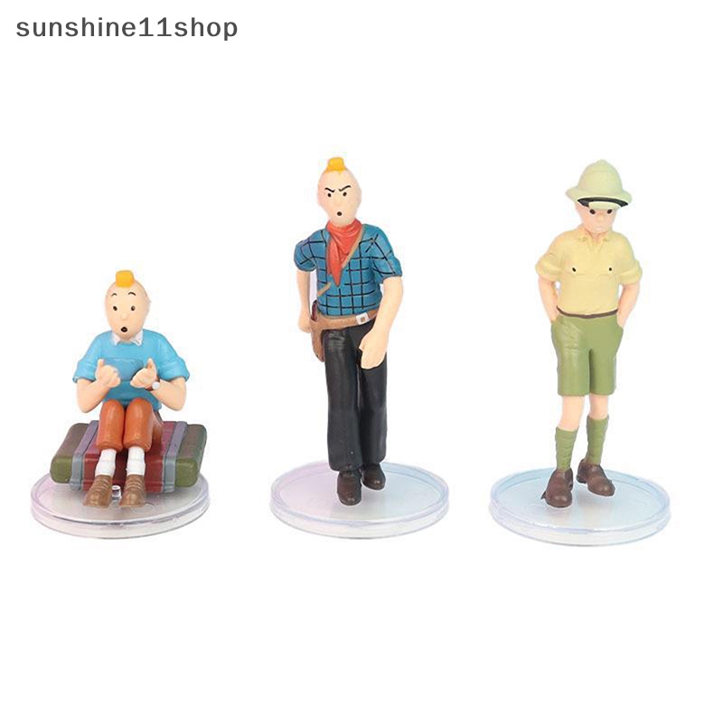 Sho 6pcs /Set 8cm Anime Kartun The Adventures Of Tin Action Figure Lucu Comic Tin Milou Dupont PVC Mainan Hadiah Untuk Anak N