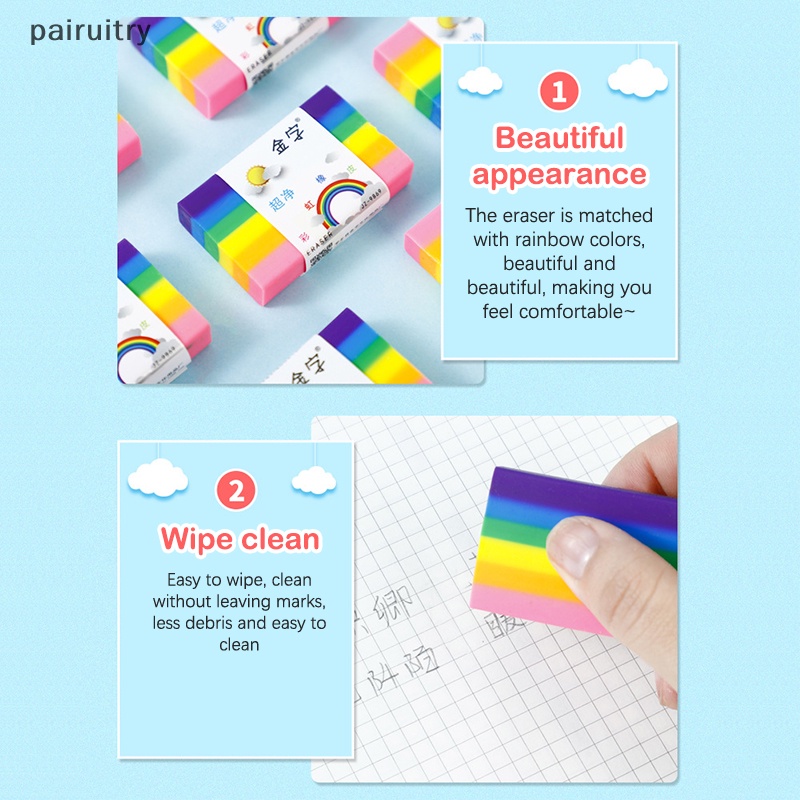 Prt Anak Less Crumb Rain Color Eraser Perlengkapan Siswa Sd Pensil Spesial Pager Eraser Kreatif Karet Lembut PRT