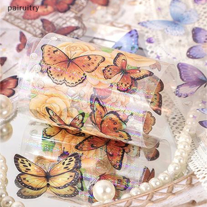 Prt 1Set Warna Kupu-Kupu Stiker Scrapbook DIY Stiker Hias Vintage INS Style Sticker Luggage Dekorasi Aksesoris Untuk Hadiah Anak PRT