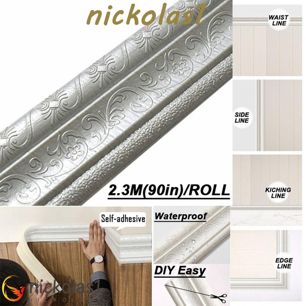 Nickolas1 Stiker Dinding Tahan Air 2.3M /Roll Kamar Mandi Ruang Tamu Vintage Self Adhesive Borders