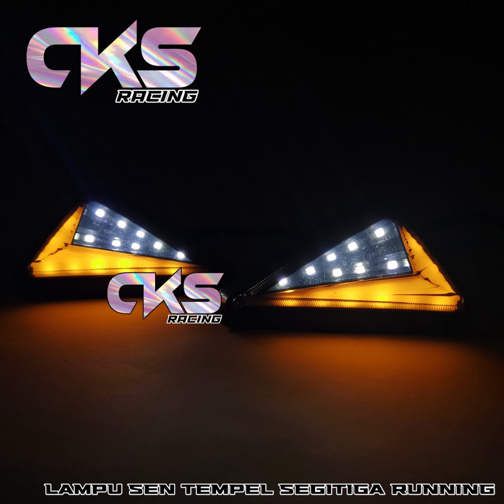 King Diamond89 Sein Tempel Segitiga Model Neon Led 2 Mode Running Lampu Sen Tempel Segitiga Besar Buat Cbr150r ,R15 v2 ,R15 v3 ,R25 ,Ninja ,Gsx Dan Motor Lainnya Universal [KING89]