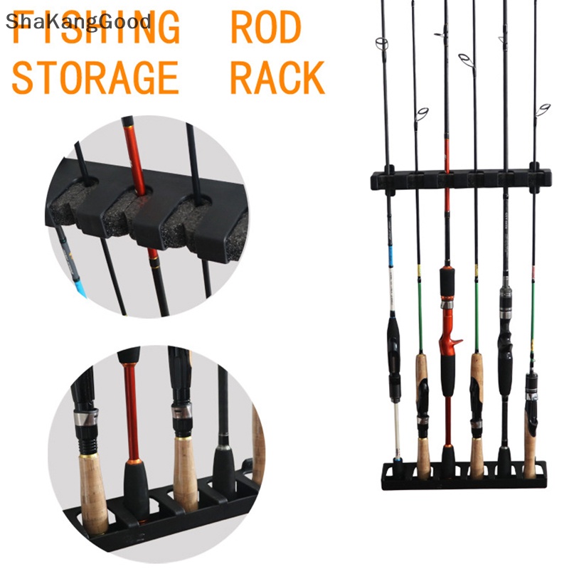 Skid Fishing Rod Holder Rak 6 Batang Vertikal Pole Holder Wall Mount Modular SKK