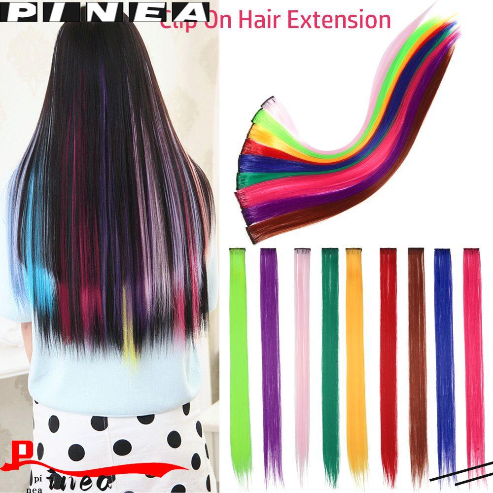 Nanas Berwarna Klip Dalam Ekstensi Rambut Mulus Cosplay Berdandan Alat Makeup Wig