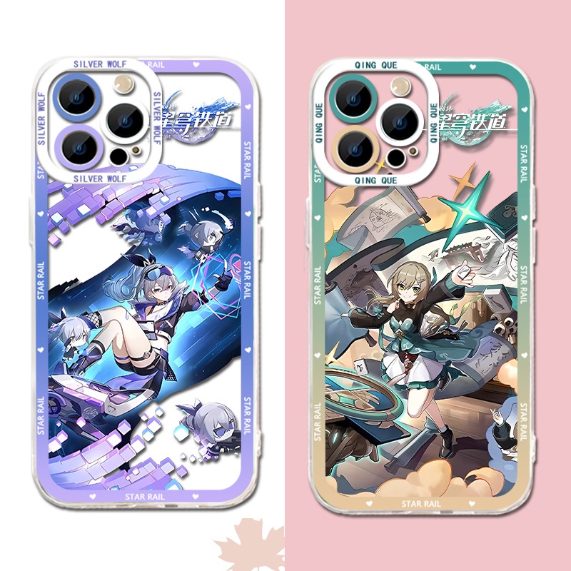 IPHONE Honkai Star Rail Himeko Phone Case Kompatibel Untuk Iphone14 11 13 12 Pro Max XS XR X8 7 6S Plus Casing Serigala Perak Mini Qingque Transparan TPU Silikon Shockproof Cover