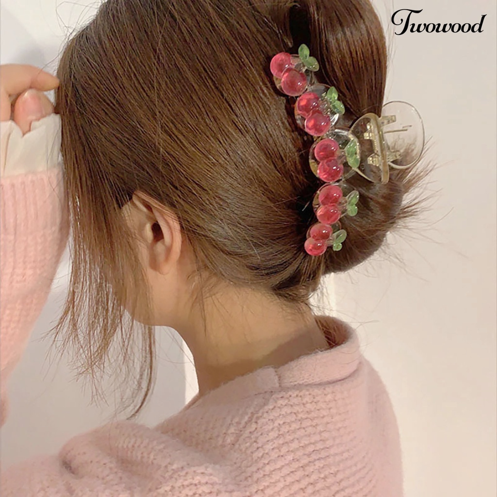 Twowood Transparan Persilangan Gigi Hair Claw Wanita Elegan Peach Decor Hiu Klip Styling Alat