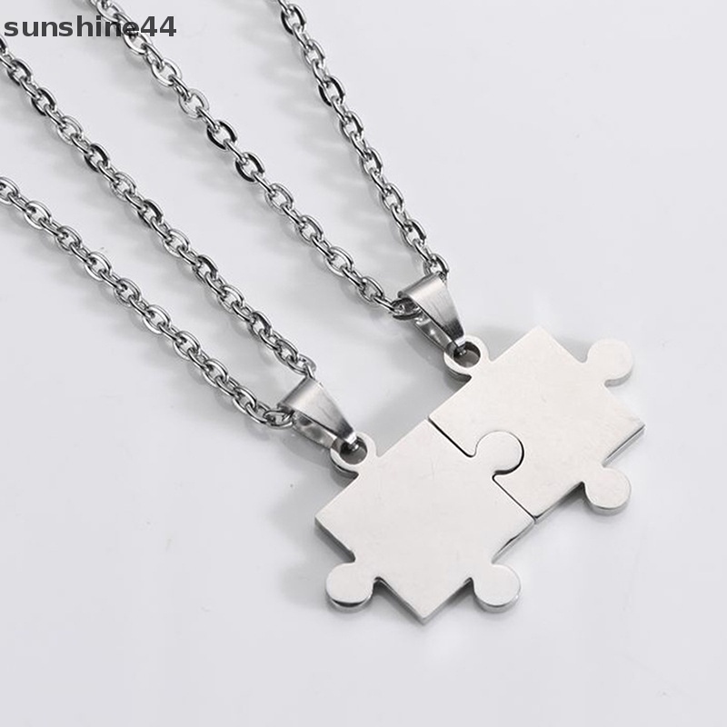 Sunshine 1pasang Kalung Liontin Puzzle Pasangan Kekasih Untuk Wanita Pria ID Baru