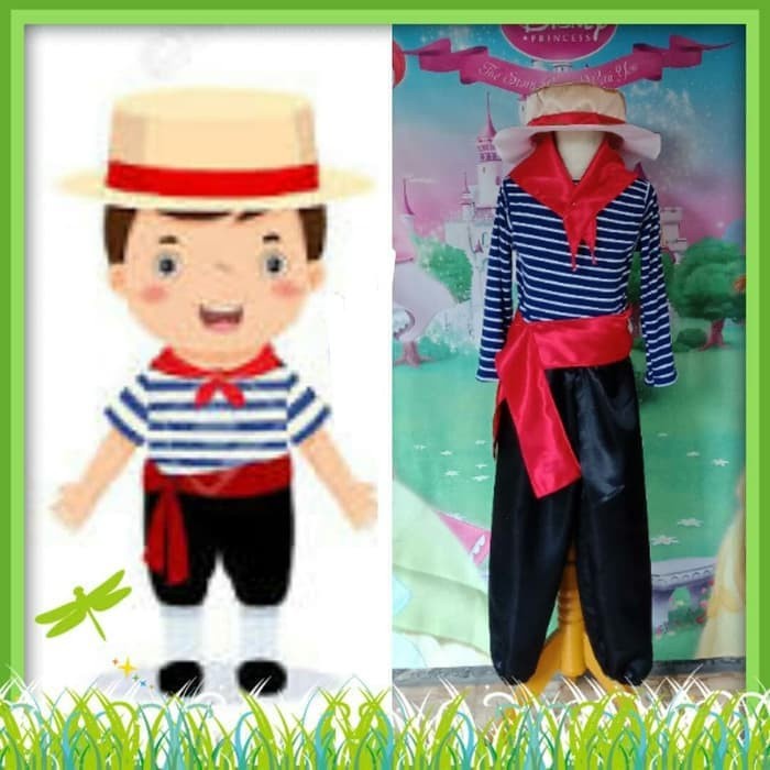 Kostum Anak Baju Tradisional Negara Italy Italia Boy - 2-3 tahun, Sesuai Foto