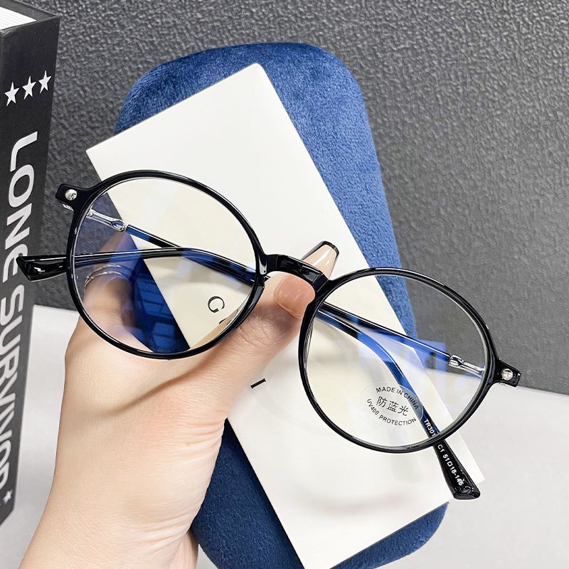 (YUZHU) Kacamata Bingkai Bulat Gaya Vintage Korea Fashion Harajuku Anti Blue Light Eyeglasses Unisex