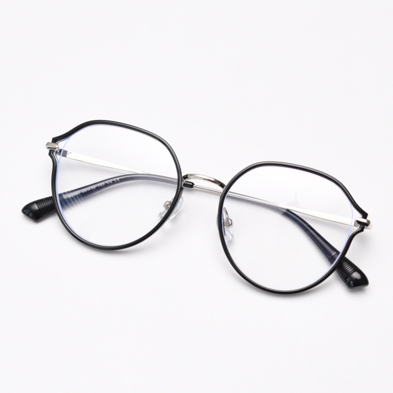 (YUZHU) Kacamata TR Mata Kucing Mode Baru Korea Bingkai Putaran Fashion Anti Cahaya Biru Eyeglasses Unisex