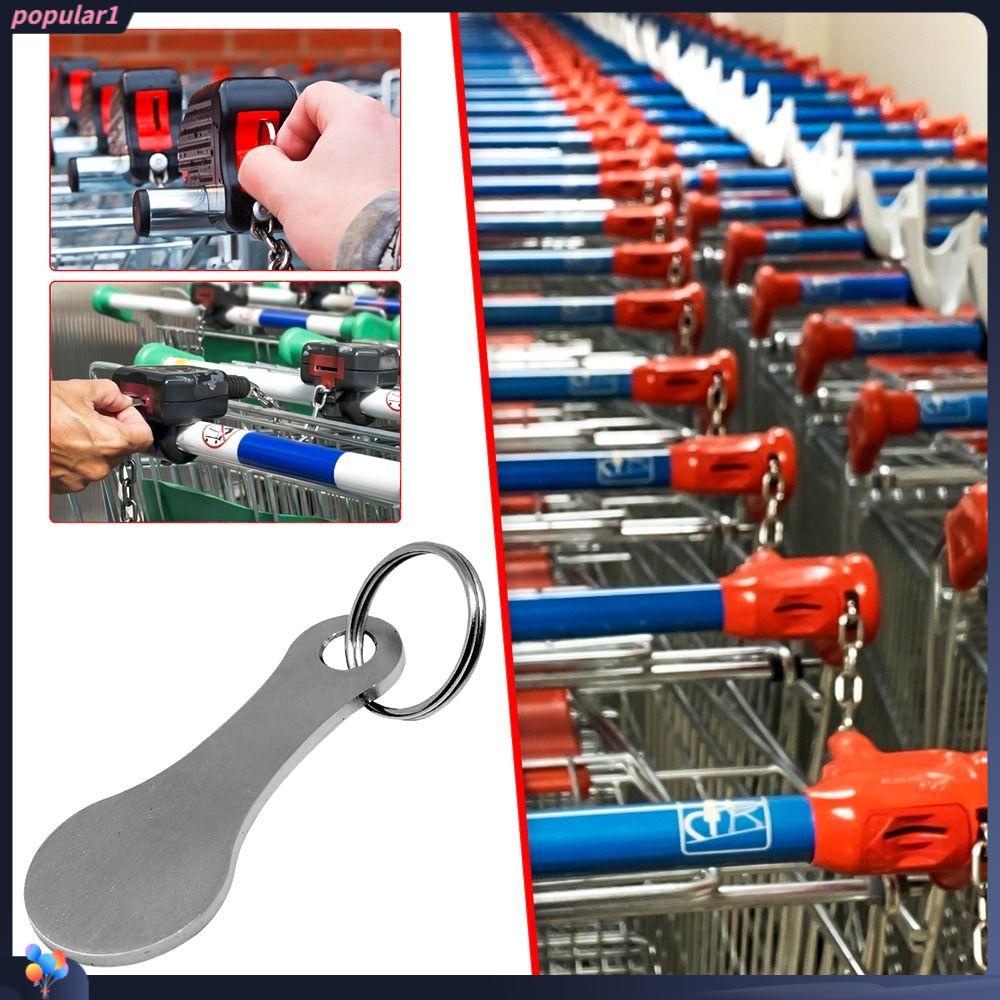 Populer Troli Belanja Token Sliver Color Remover Keyring Gantungan Kunci Logam