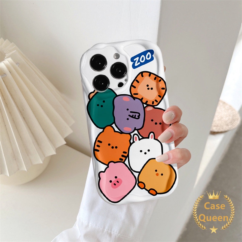 Kartun Babi Graffiti Hewan Monster Lucu Kodok Kelinci Casing Untuk Oppo A77 A77S A7 A57 A5s A12 A3s A15s A15 A16 A54 A32 A16s A11K A53 A33 A17K A17 A35 A12E 3D Penutup Tepi Bergelombang Lengkung