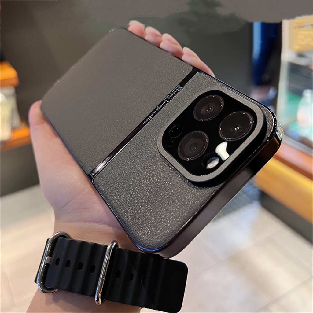 Casing Kulit Mewah iPhone 14 Pro Max14 Plus case iPhone 13 Pro Max Dengan Lensa Pelindung Kamera Tertutup Penuh Perlindungan shock hard back cover