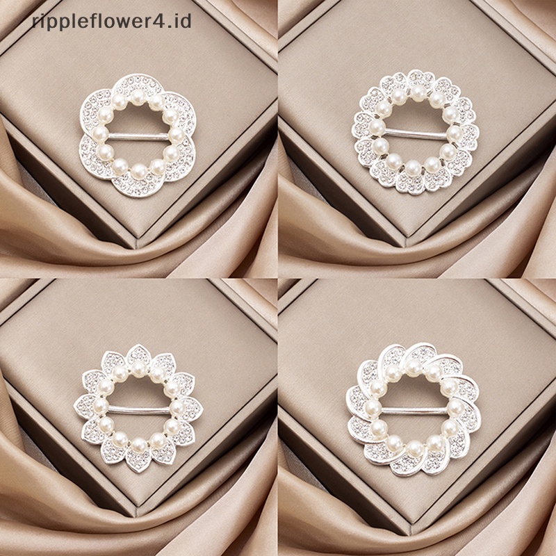 {rippleflower4.id} Mutiara Pesona Bunga Bulat Jantung Bros Elegan Fashion Bros Syal Gesper Simpul Sudut Kancing Perhiasan Untuk Wanita Hadiah~