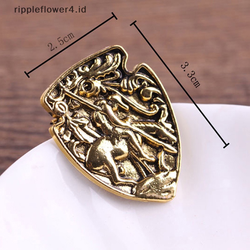 {rippleflower4.id} 1pc Vintage Serigala Kepala Ksatria Bros Perhiasan Unisex Kerah Pin Gesper Koleksi~