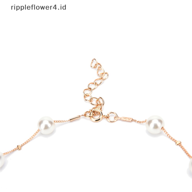 {rippleflower4.id} Multilayer Simulasi Mutiara Kalung Gelang Anting Set Perhiasan Lapis Emas~