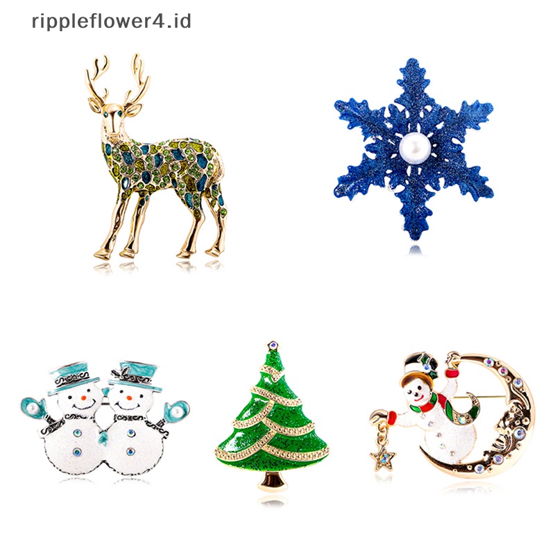 {rippleflower4.id} Indah Natal Bros Snowman Santa Claus Pin Fashion Perhiasan Hadiah Natal Dekorasi Bros~