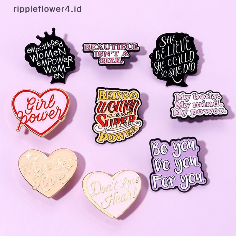 {rippleflower4.id} Kartun Kepribadian Lucu Enamel Huruf Inggris Bros Pin Mantel Kerah Pin Lencana Perhiasan Hadiah~