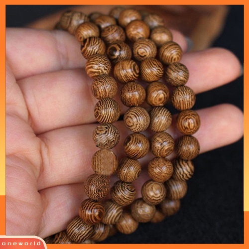 [WOD] Wanita Pria 8mm Manik Kayu Doa Buddha Mala Kalung Gelang Hadiah Perhiasan