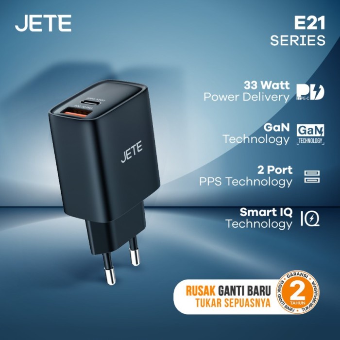 Charger Hp Fast Charger 33W JETE E21 Dual Output TYPE C + USB Garansi