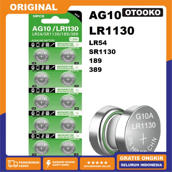 Batre Baterai Battery AG10 LR1130 LR54 SR1130 189 389 AG 10 LR 1130