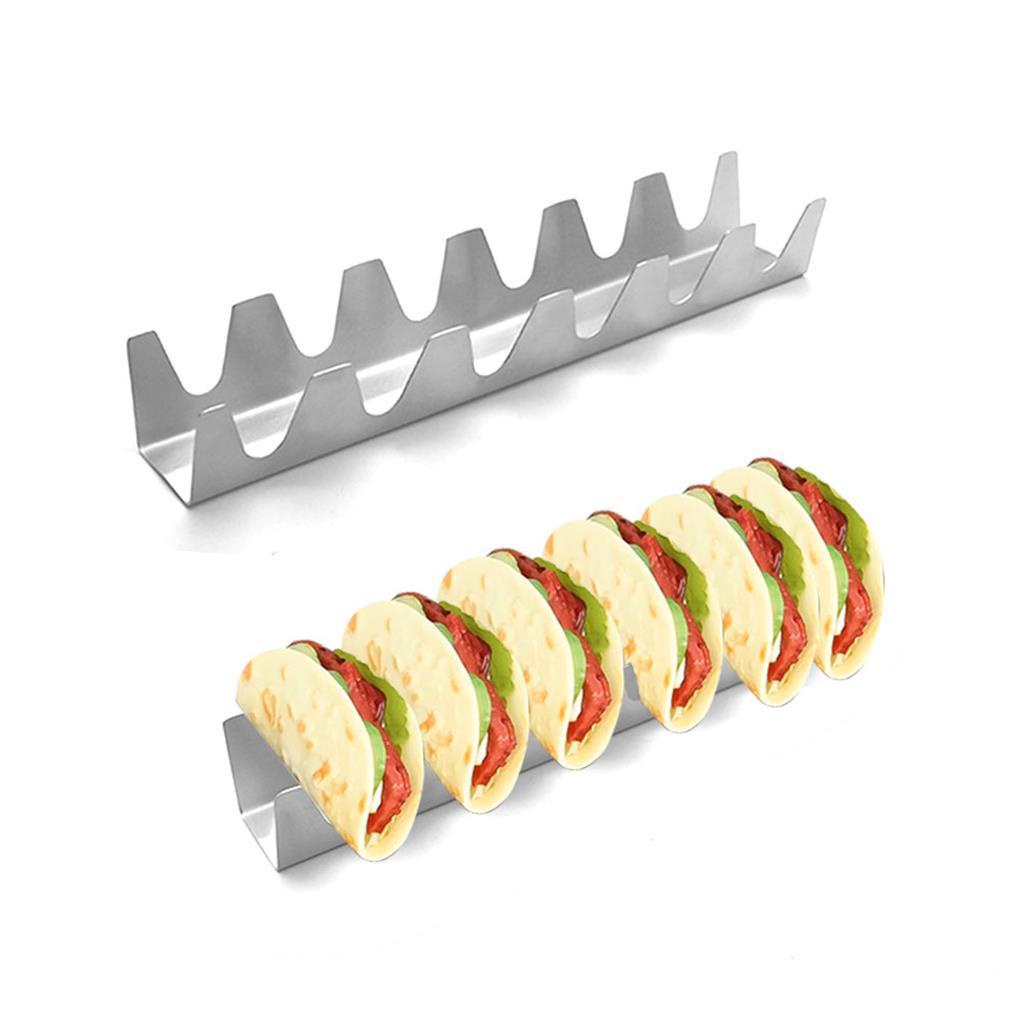 Rak Taco Stainless Steel Perlengkapan Dapur Pizza Holder Struktur Stabil Tahan Aus Stand-up Holder Rak Hot Dog