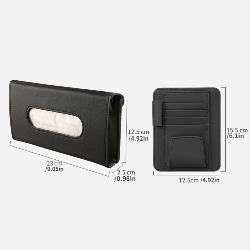 2pc/universal Car Leather Auto Car Sun Visor Organizer Pouch Bag Tas Penyimpanan Kartu Kacamata Pulpen Sim Holder Klip Tissue Dengan Kotak Car Interior Accessorie