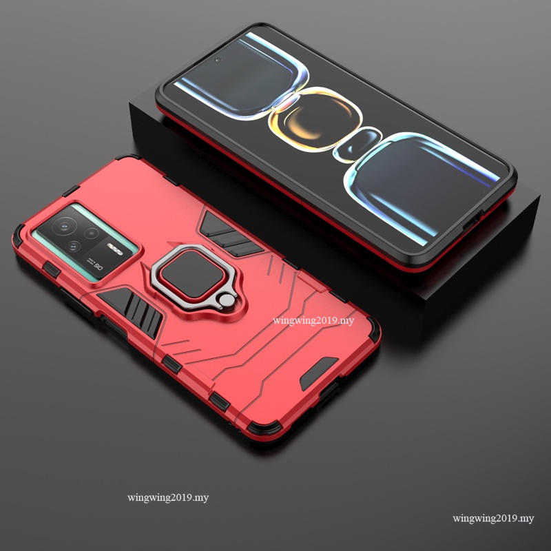 Shockproof Armor Case Untuk Xiaomi Redmi K60E K60 Pro Cases Stand Holder Magnetic Phone Back Cover Untuk Redmi K60 K60E Tritone