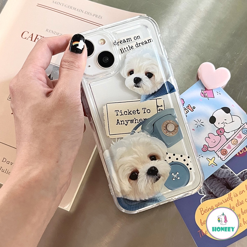 Furry Puppy Case Lucu Untuk Iphone14 13 12 Pro Max Casing iPhone 11 Pro Max XR XS 7 8plus Airbag Shockproof Soft Back Cover